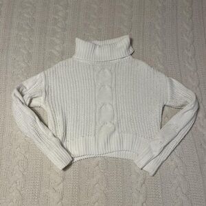 Almost Famous White Cable Knit Turtleneck Sweater